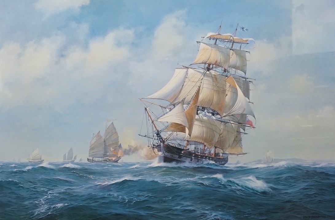 David Brackman (1932-2008), limited edition print, 'Lord Yarborough's yacht, Falcon', signed in pencil, 30/850, visible sheet 54 x 79cm